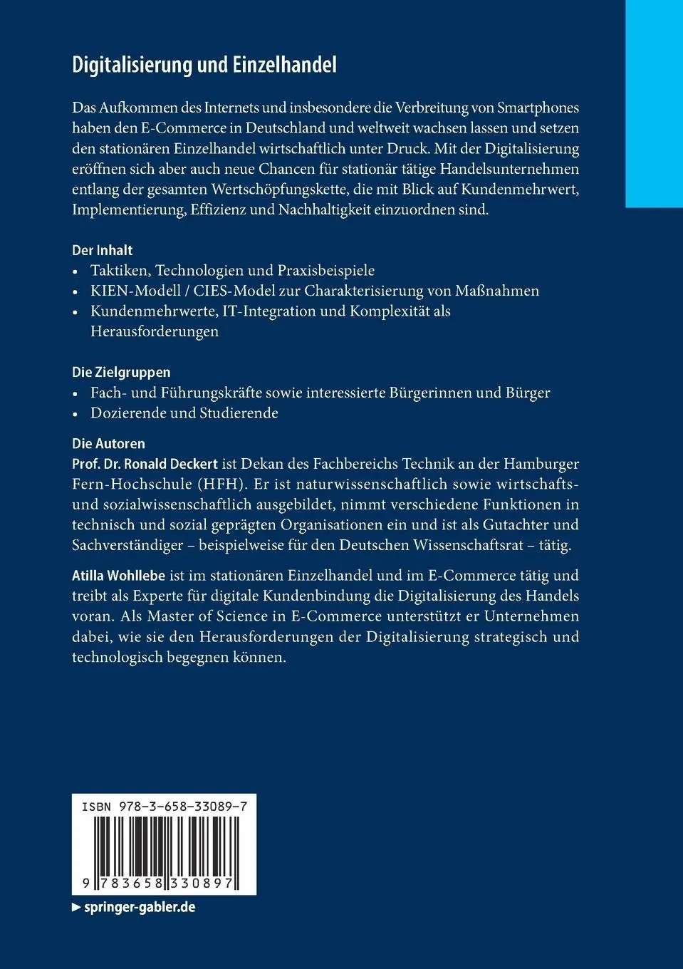 Rückseite: 9783658330897 | Digitalisierung und Einzelhandel | Atilla Wohllebe (u. a.) | Buch | xi