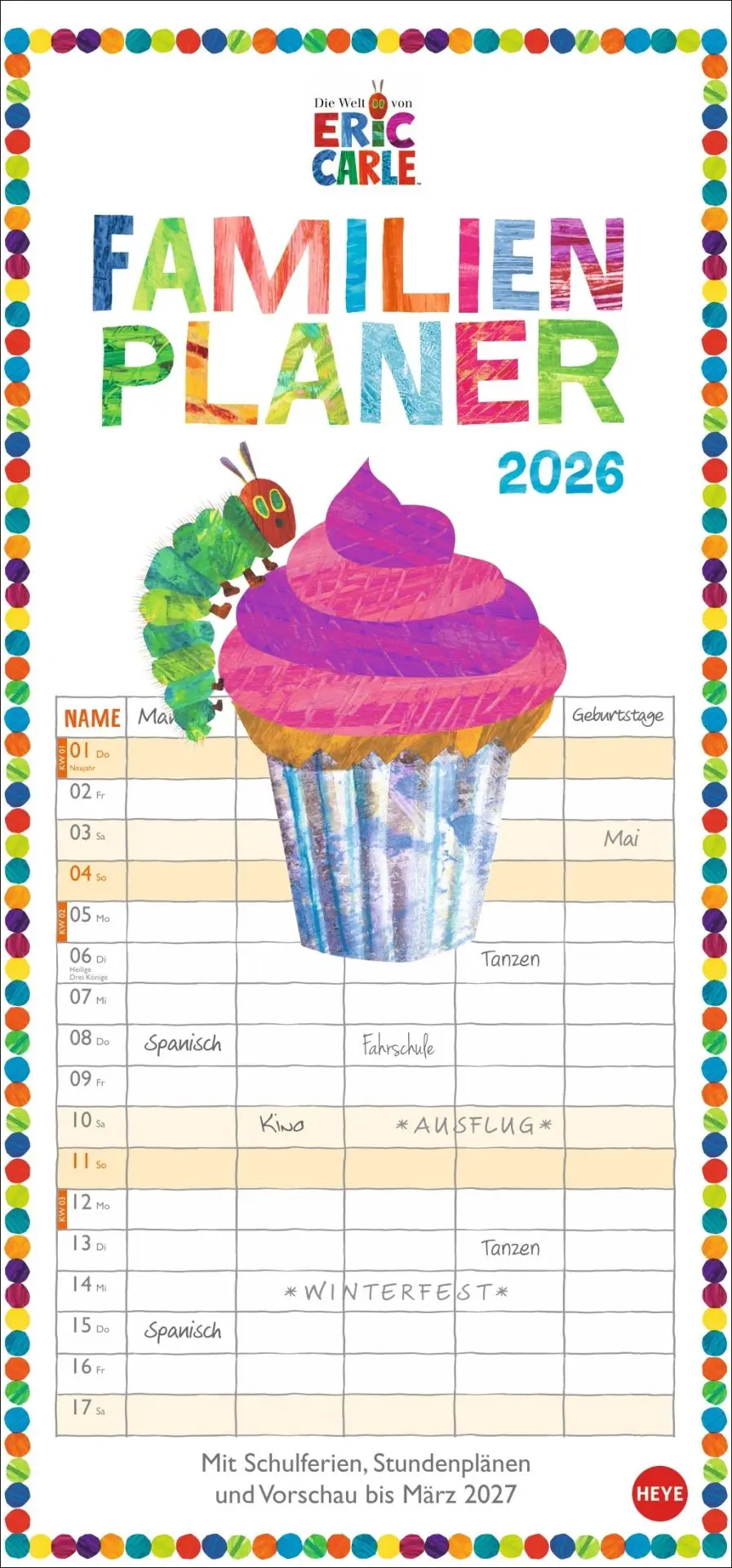 Cover: 9783756410897 | Die kleine Raupe Nimmersatt Familienplaner 2026 | Eric Carle | 15 S.