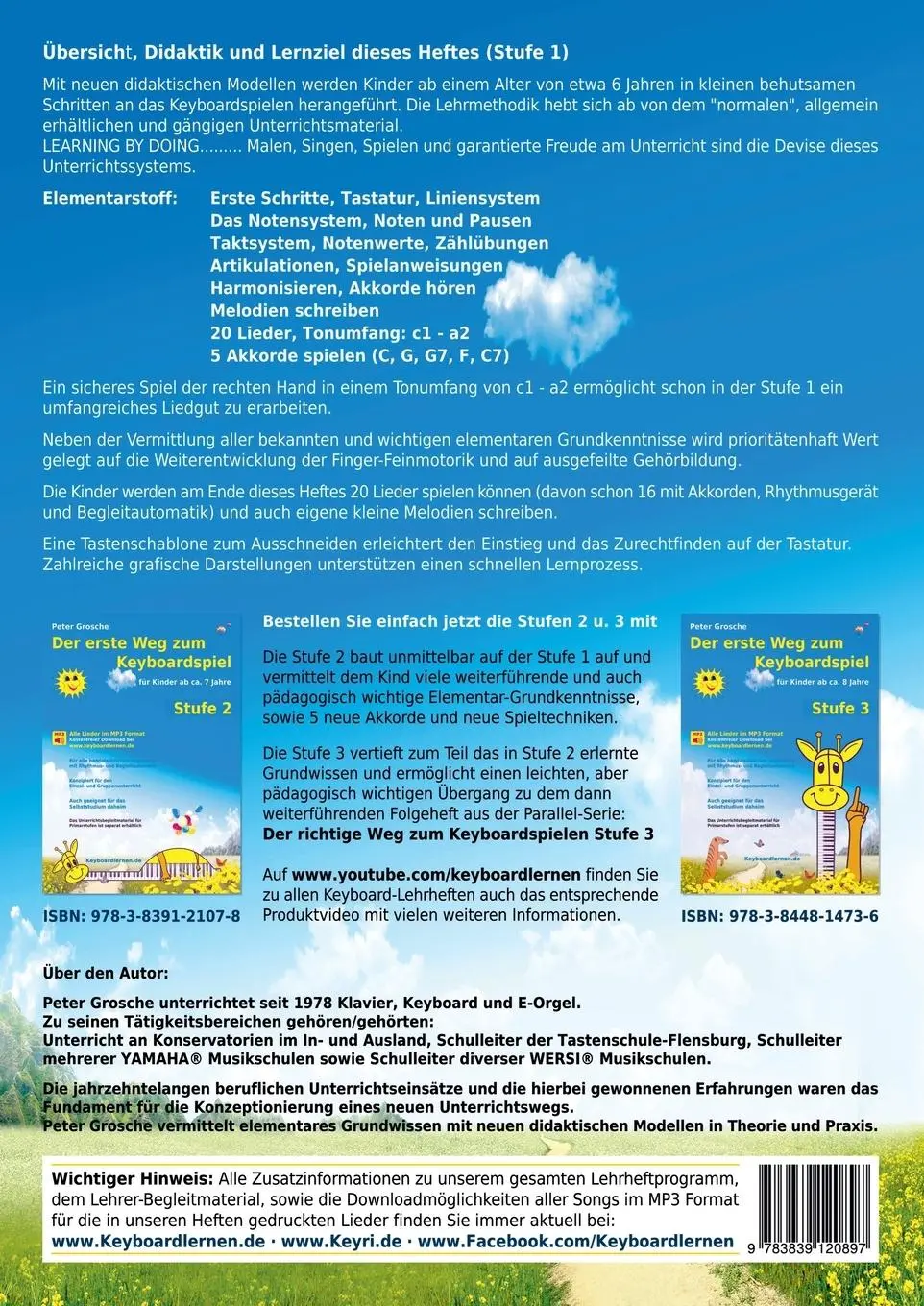 Rückseite: 9783839120897 | Der erste Weg zum Keyboardspiel (Stufe 1) | Peter Grosche | Buch