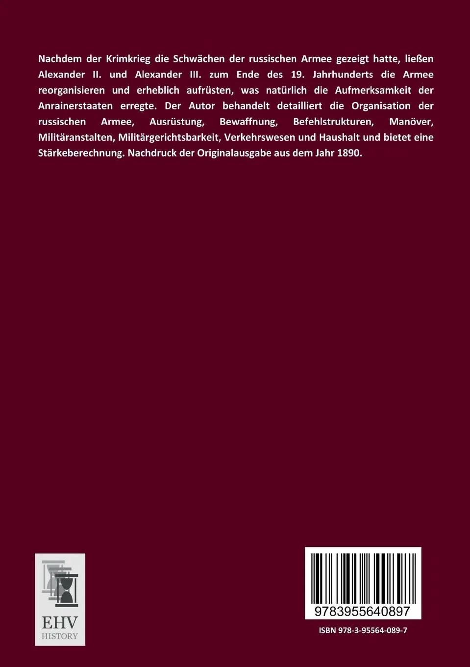Rückseite: 9783955640897 | Die russische Armee in Krieg und Frieden | Anonymus | Taschenbuch