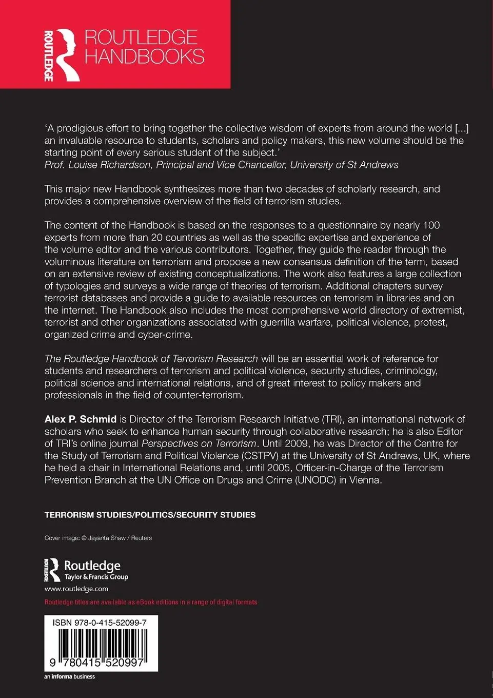 Rückseite: 9780415520997 | The Routledge Handbook of Terrorism Research | Alex Schmid | Buch