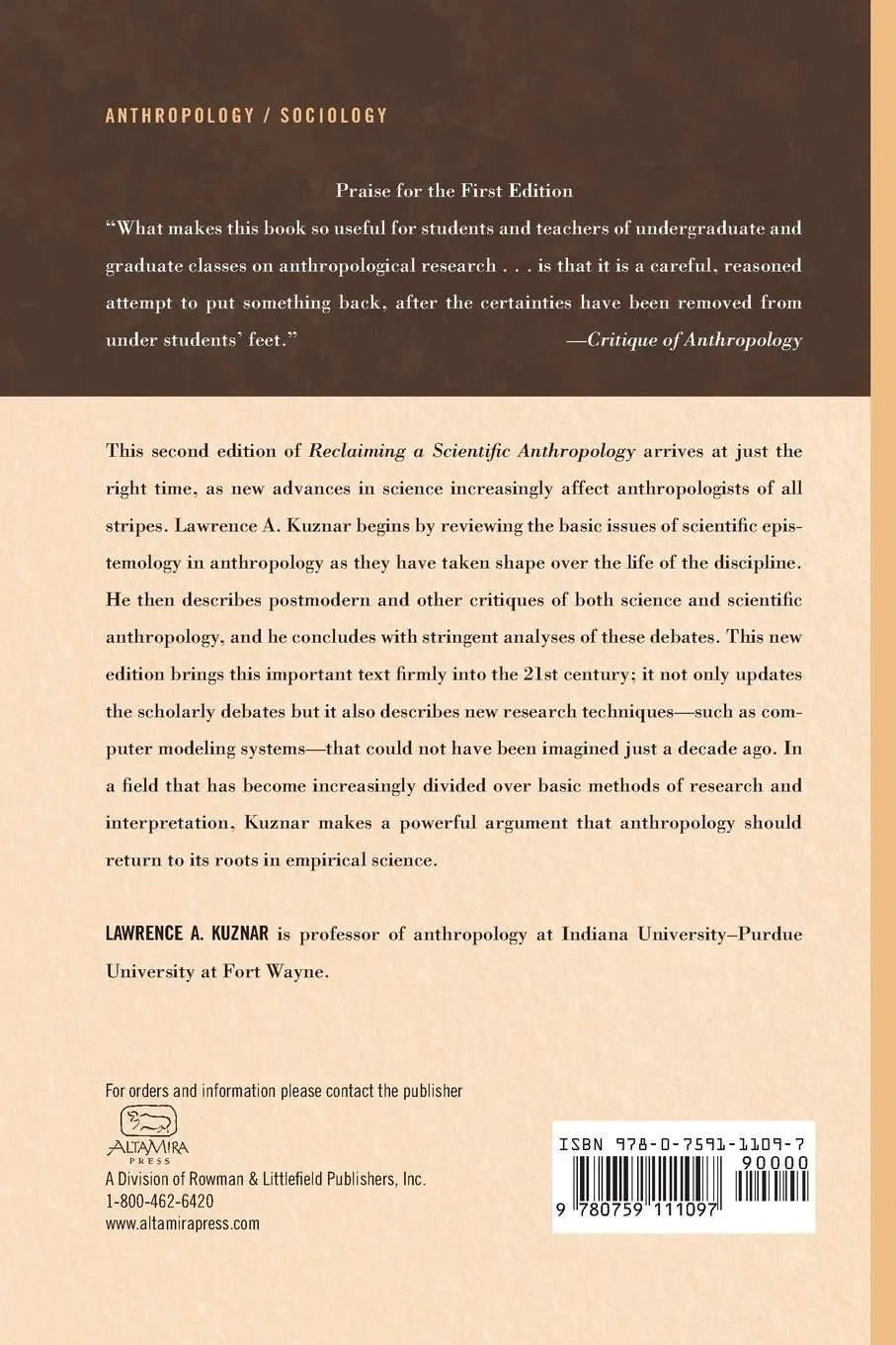 Rückseite: 9780759111097 | Reclaiming a Scientific Anthropology | Lawrence A. Kuznar | Buch