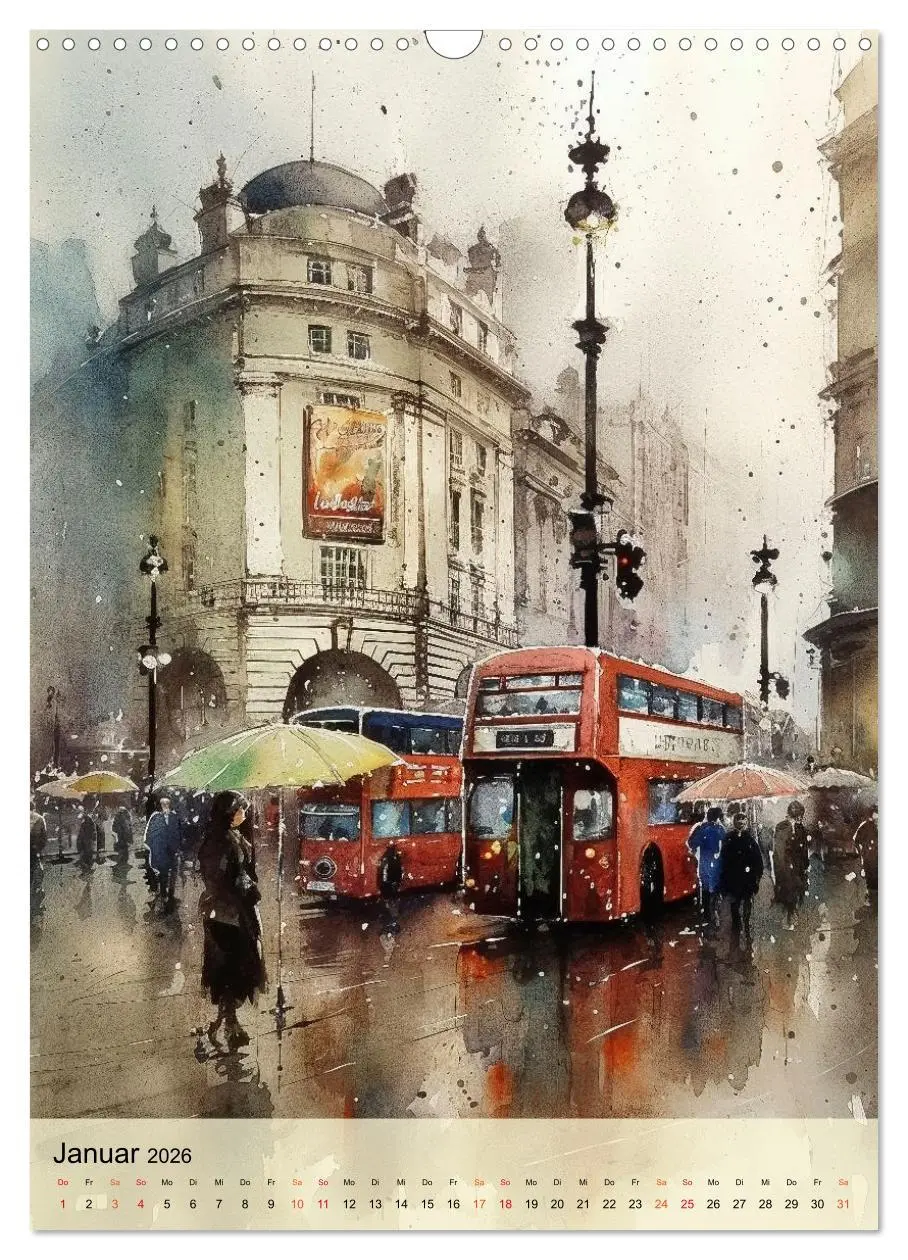 Bild: 9783516321197 | London - ein Regentag (Wandkalender 2026 DIN A3 hoch), CALVENDO...
