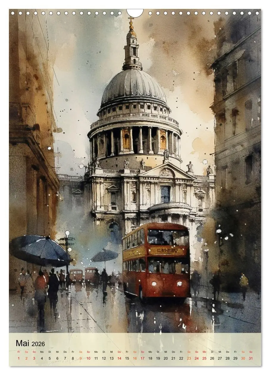 Bild: 9783516321197 | London - ein Regentag (Wandkalender 2026 DIN A3 hoch), CALVENDO...