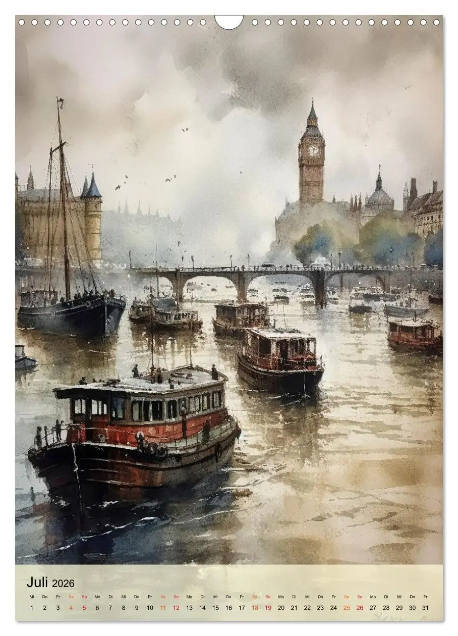 Bild: 9783516321197 | London - ein Regentag (Wandkalender 2026 DIN A3 hoch), CALVENDO...