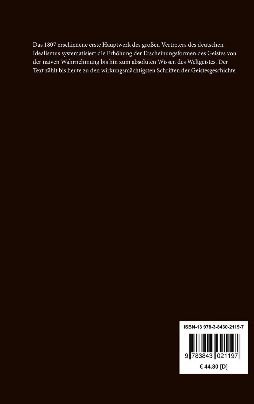 Rückseite: 9783843021197 | Phänomenologie des Geistes | Georg Wilhelm Friedrich Hegel | Buch