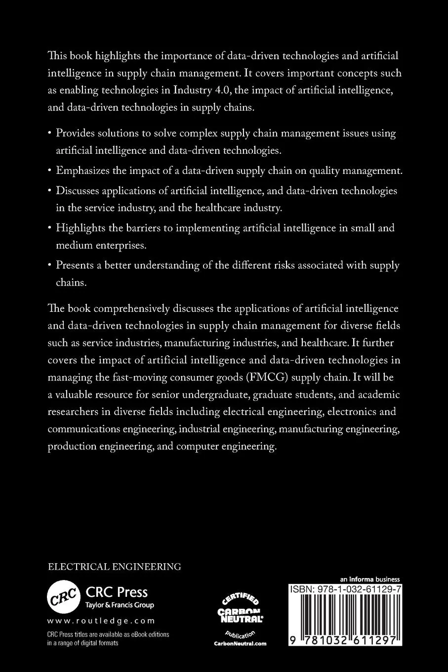 Rückseite: 9781032611297 | Data-Driven Technologies and Artificial Intelligence in Supply Chain