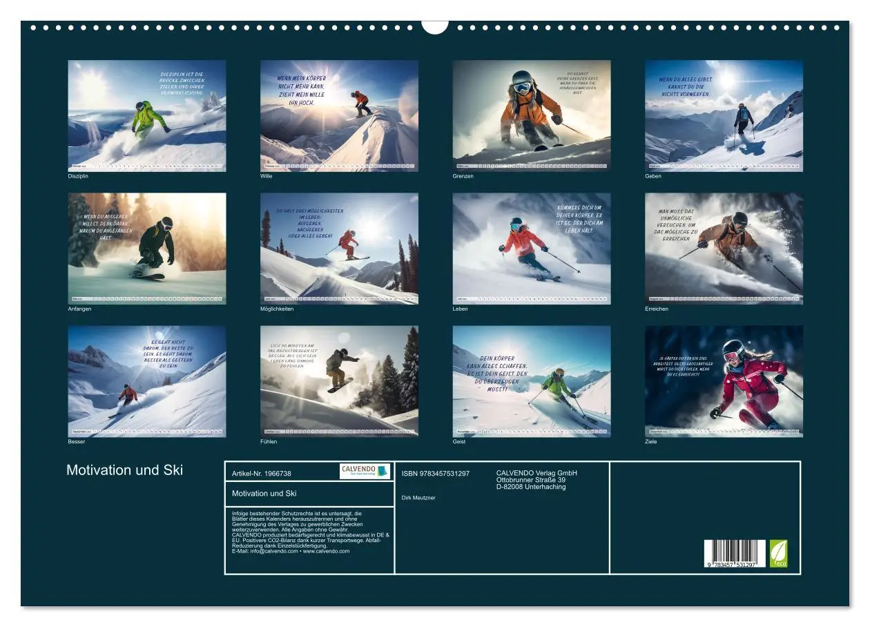 Bild: 9783457531297 | Motivation und Ski (Wandkalender 2026 DIN A2 quer), CALVENDO...