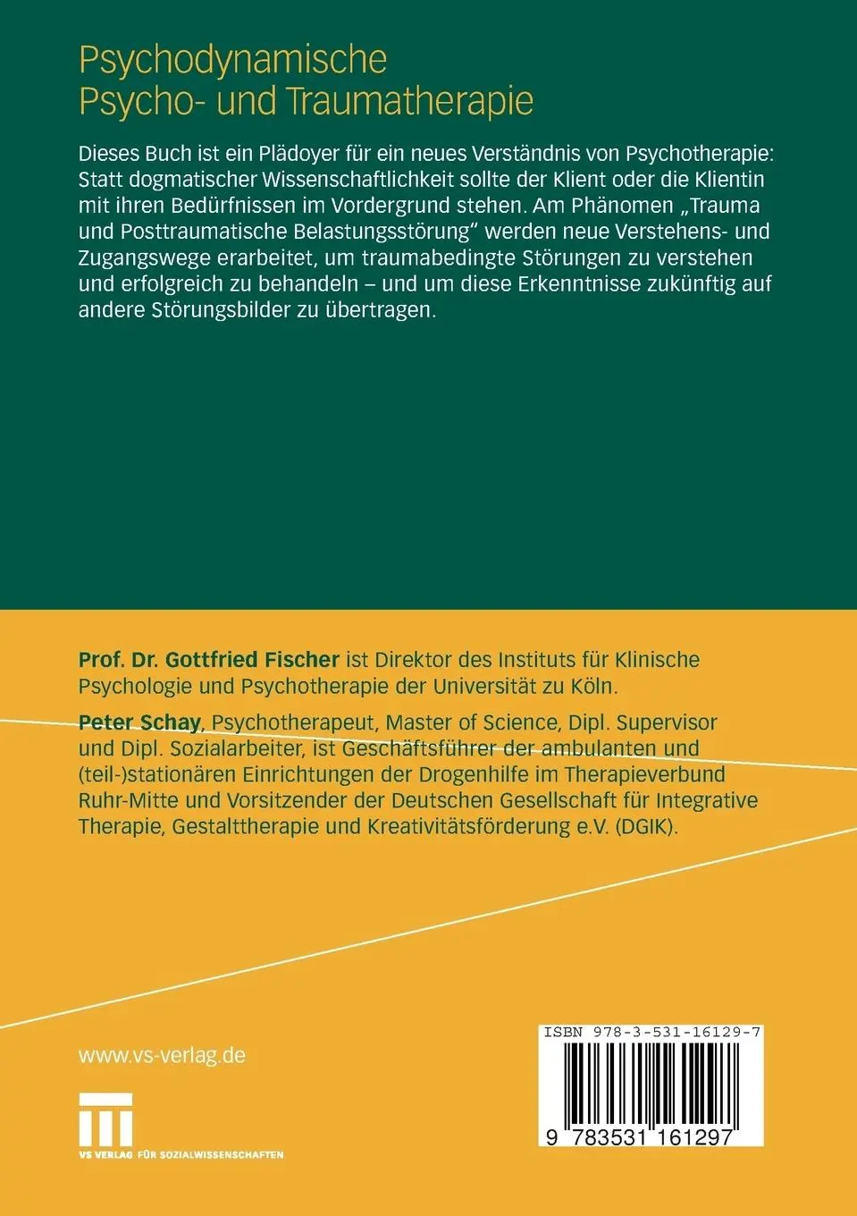 Rückseite: 9783531161297 | Psychodynamische Psycho- und Traumatherapie | Peter Schay (u. a.) | vi