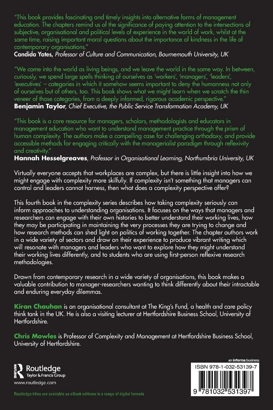 Rückseite: 9781032531397 | Complexity and Organisations | Researching Practice | Chauhan (u. a.)