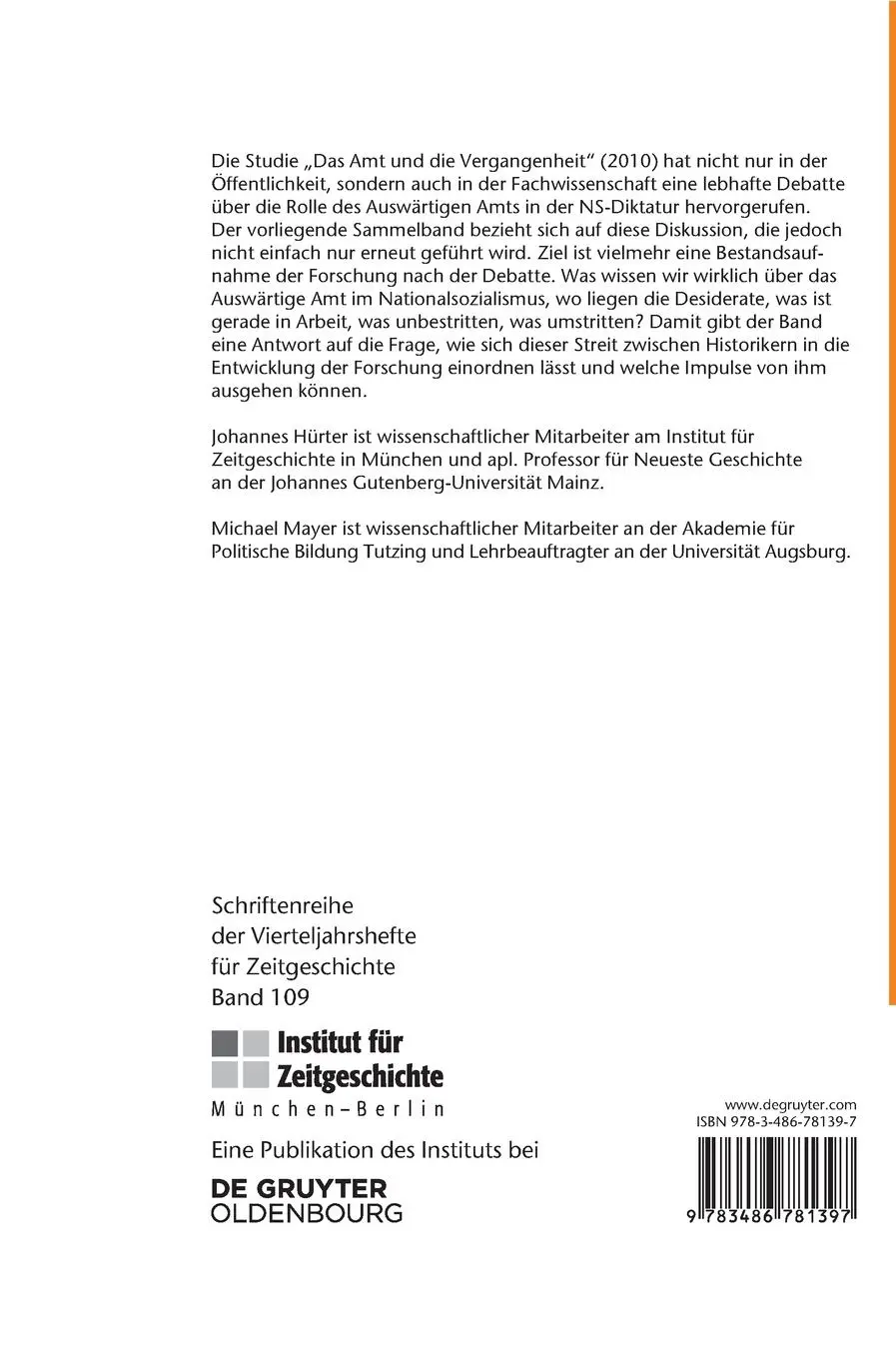 Rückseite: 9783486781397 | Das Auswärtige Amt in der NS-Diktatur | Michael Mayer (u. a.) | Buch