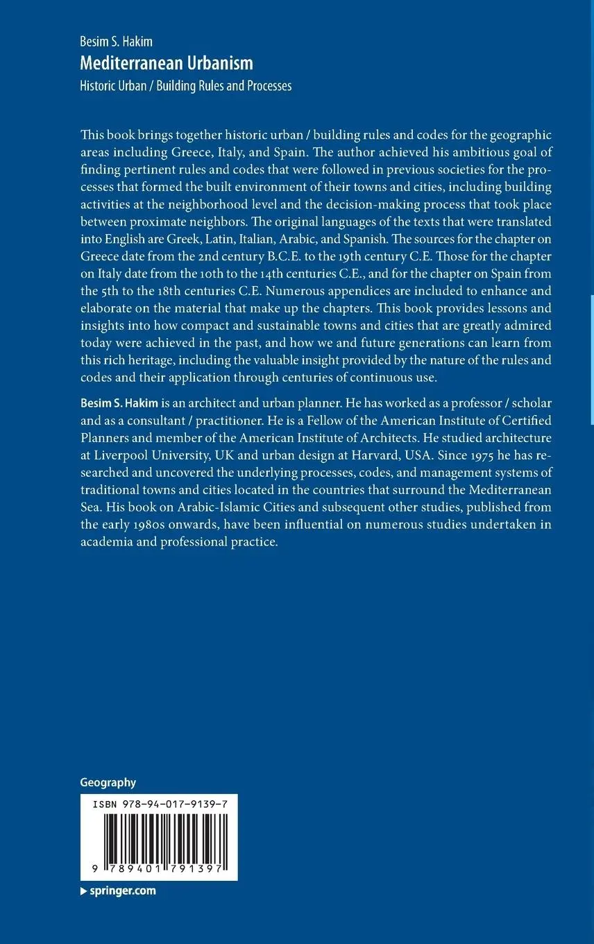 Rückseite: 9789401791397 | Mediterranean Urbanism | Historic Urban / Building Rules and Processes