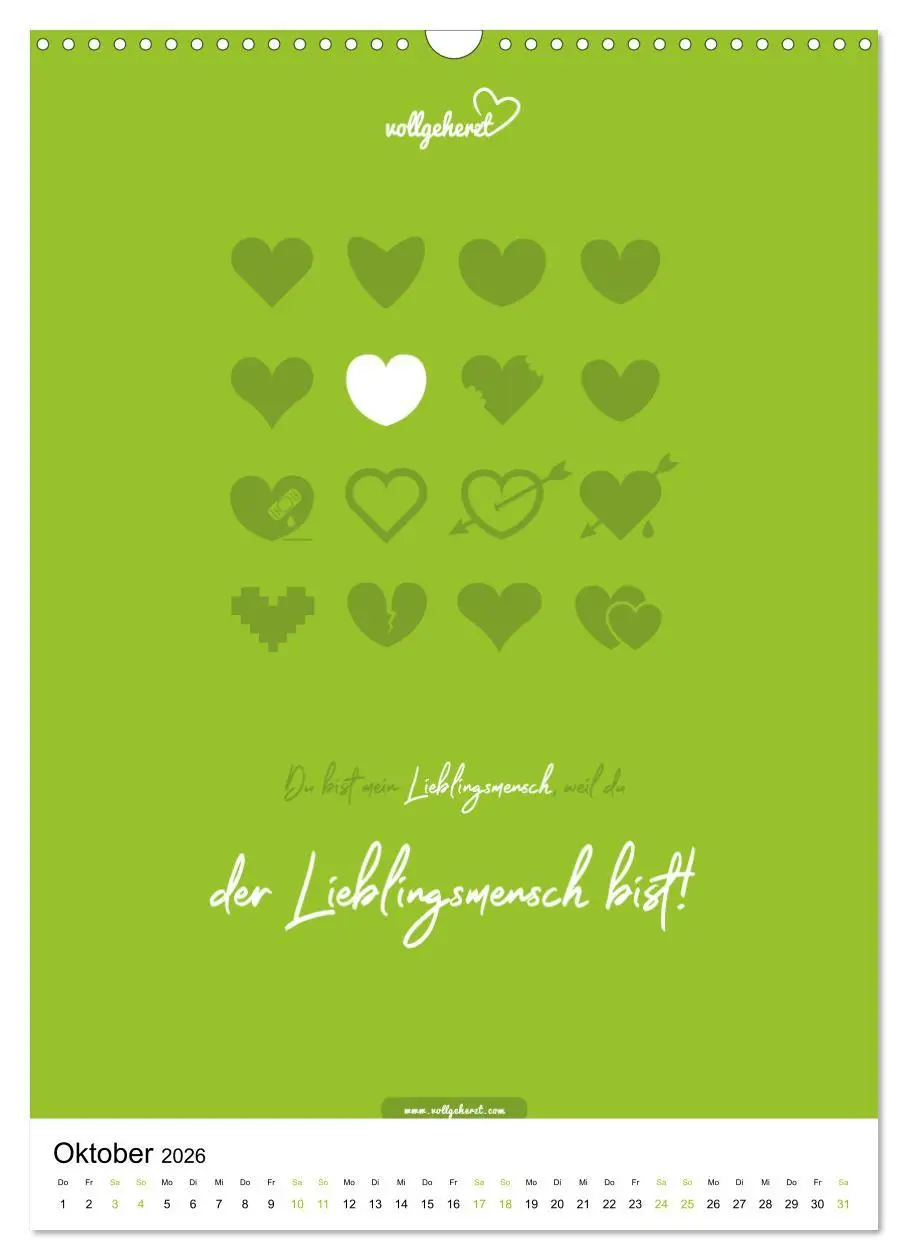 Bild: 9783516391497 | vollgeherzt: Lieblingsmensch-Kalender - Der Wandkalender als...