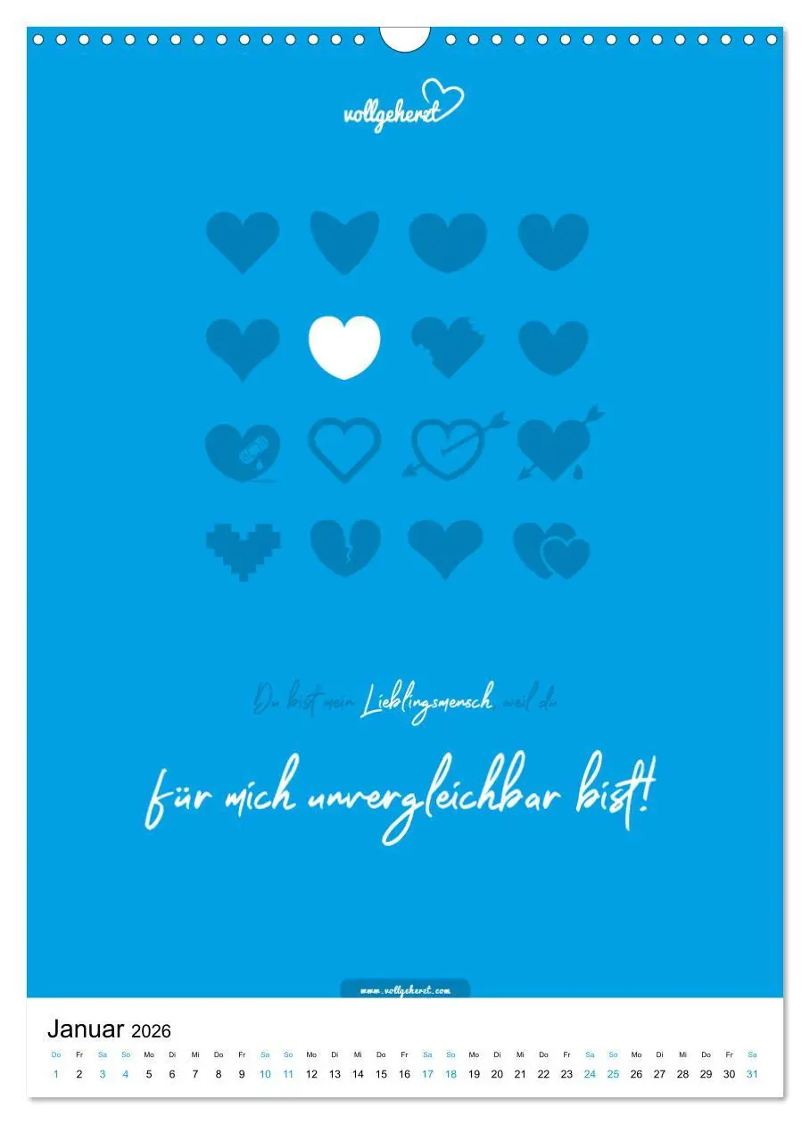Bild: 9783516391497 | vollgeherzt: Lieblingsmensch-Kalender - Der Wandkalender als...