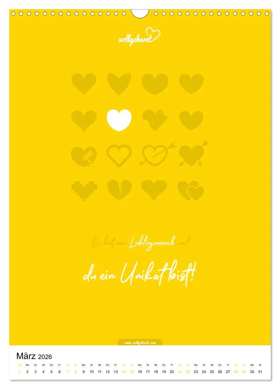 Bild: 9783516391497 | vollgeherzt: Lieblingsmensch-Kalender - Der Wandkalender als...