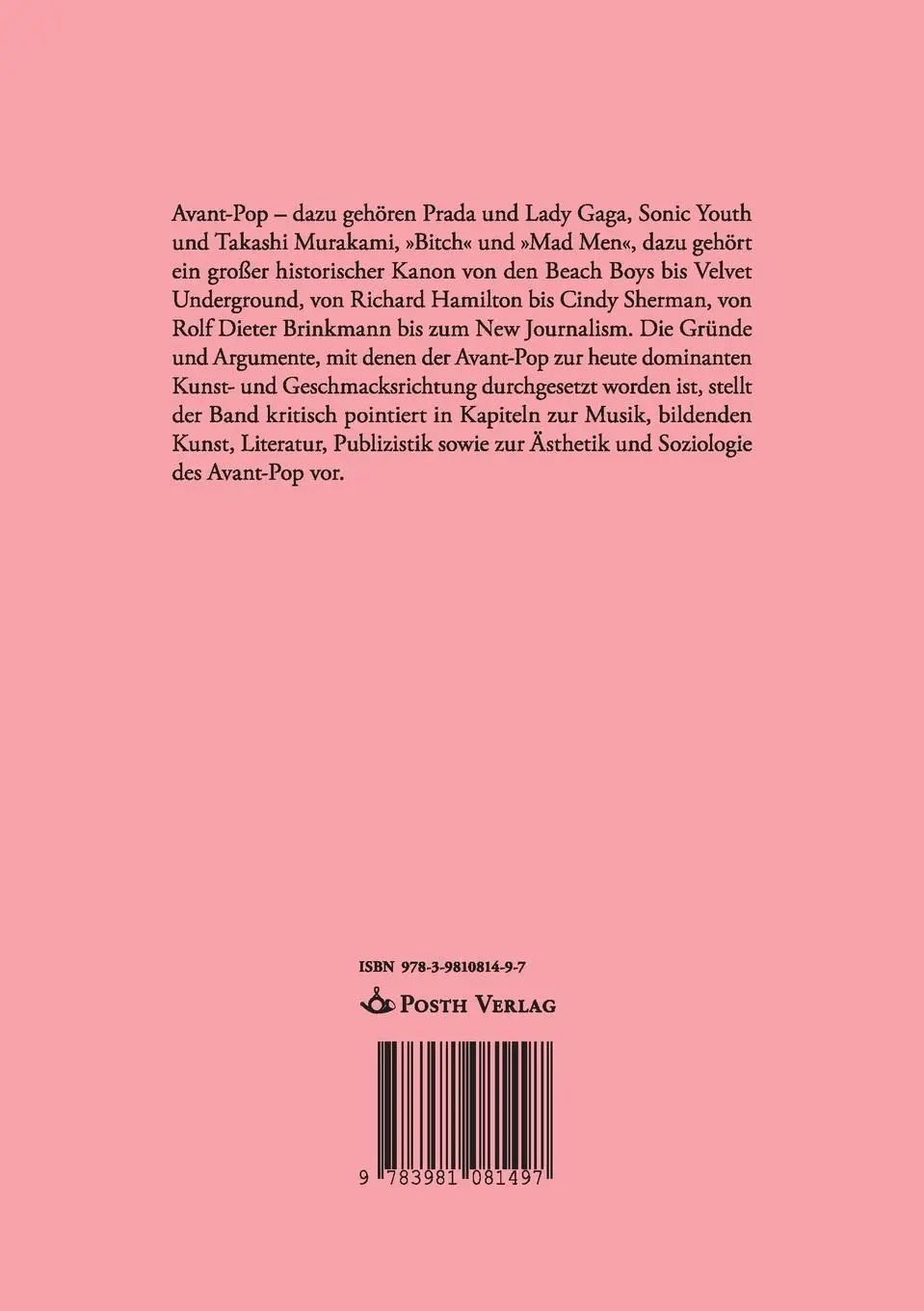 Rückseite: 9783981081497 | Avant-Pop | Thomas Hecken | Taschenbuch | 160 S. | Deutsch | 2012
