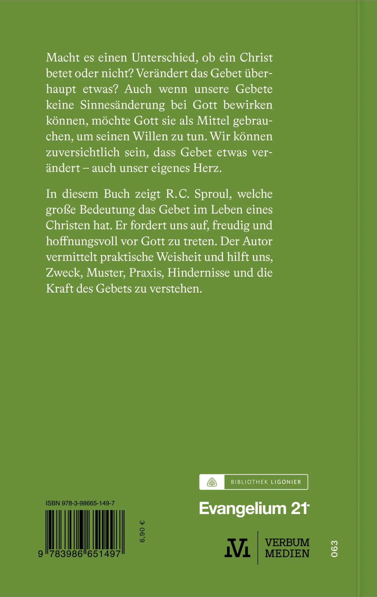 Rückseite: 9783986651497 | Bringt Gebet etwas? | R. C. Sproul | Taschenbuch | 104 S. | Deutsch