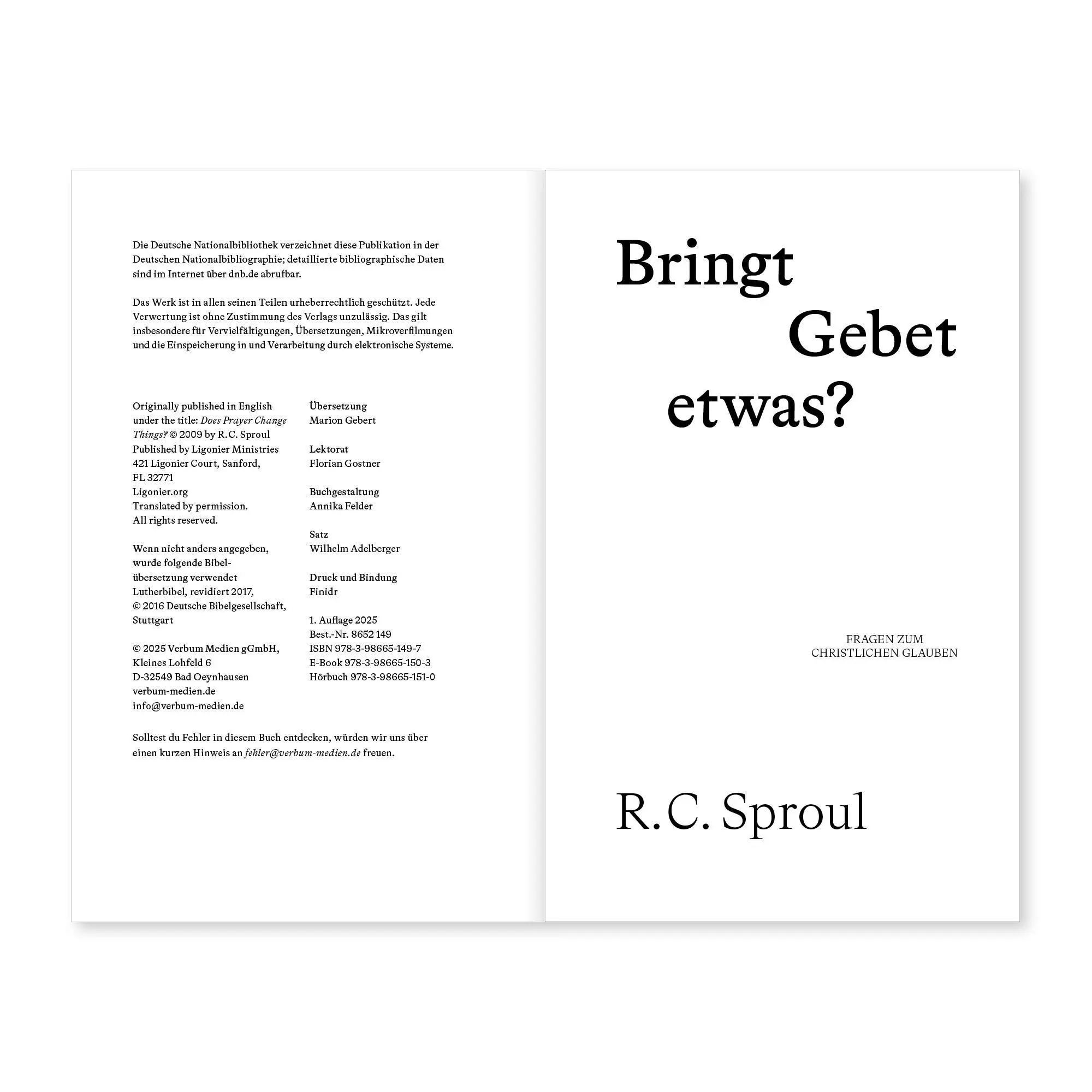 Bild: 9783986651497 | Bringt Gebet etwas? | R. C. Sproul | Taschenbuch | 104 S. | Deutsch