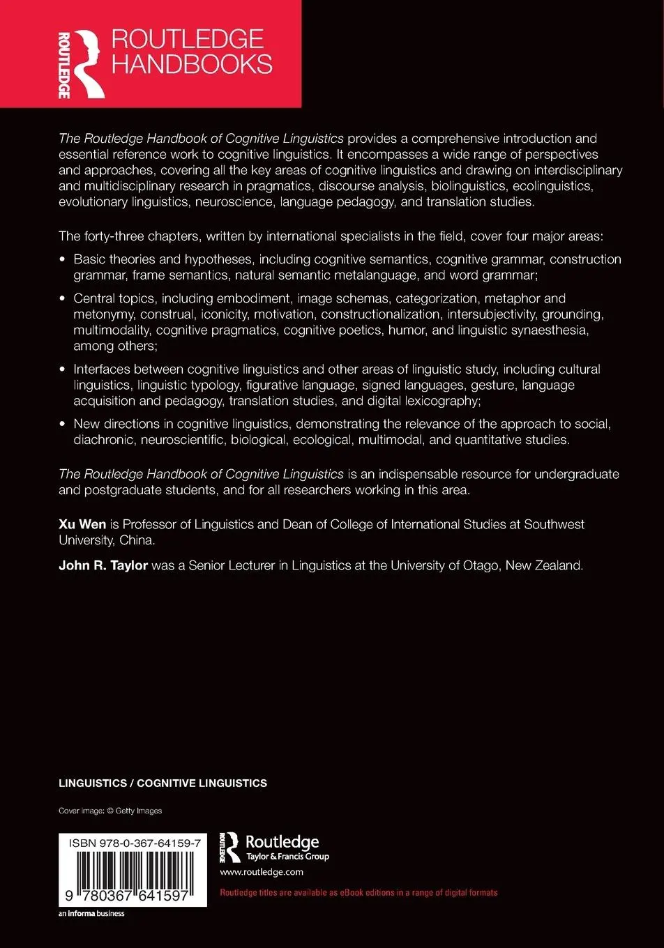 Rückseite: 9780367641597 | The Routledge Handbook of Cognitive Linguistics | Wen Xu (u. a.)