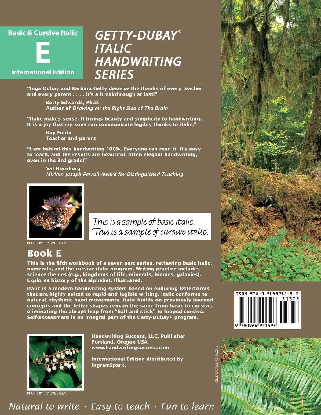 Rückseite: 9780964921597 | Getty-Dubay Italic Handwriting Series | Book E | Barbara Getty (u. a.)