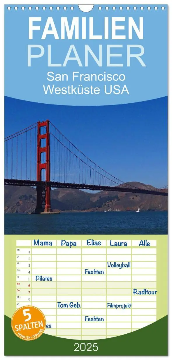 Cover: 9783457121597 | Familienplaner 2025 - San Francisco Westküste USA mit 5 Spalten...