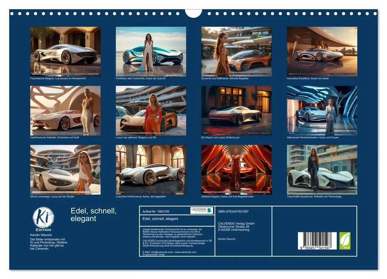 Bild: 9783457501597 | Edel, schnell, elegant (Wandkalender 2026 DIN A3 quer), CALVENDO...