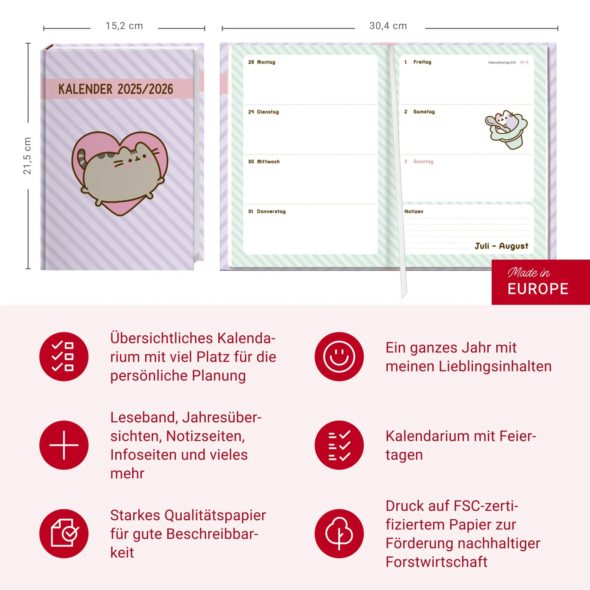 Bild: 9783756411597 | Pusheen 17-Monats-Kalenderbuch A5 2026 - 17 Monate. Von August 2025...