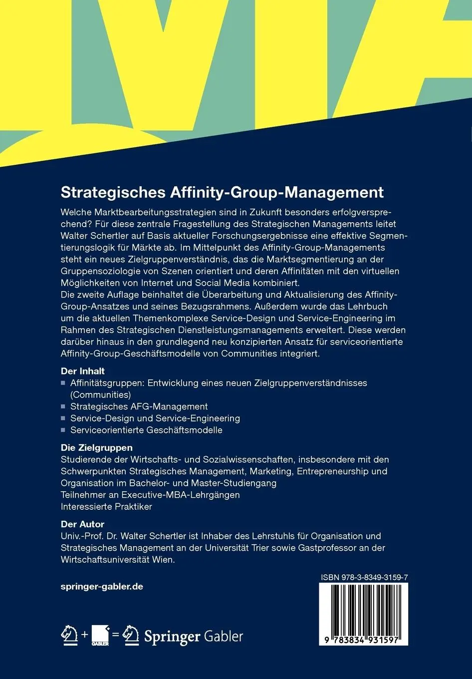 Rückseite: 9783834931597 | Strategisches Affinity-Group-Management | Walter Schertler | Buch | xi