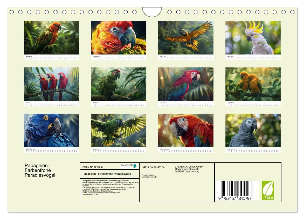 Bild: 9783457341797 | Papageien - Farbenfrohe Paradiesvögel (Wandkalender 2026 DIN A4...