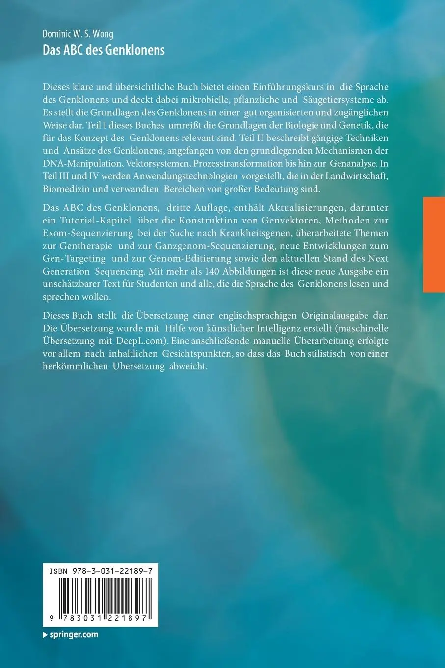 Rückseite: 9783031221897 | Das ABC des Genklonens | Dominic W. S. Wong | Taschenbuch | xviii