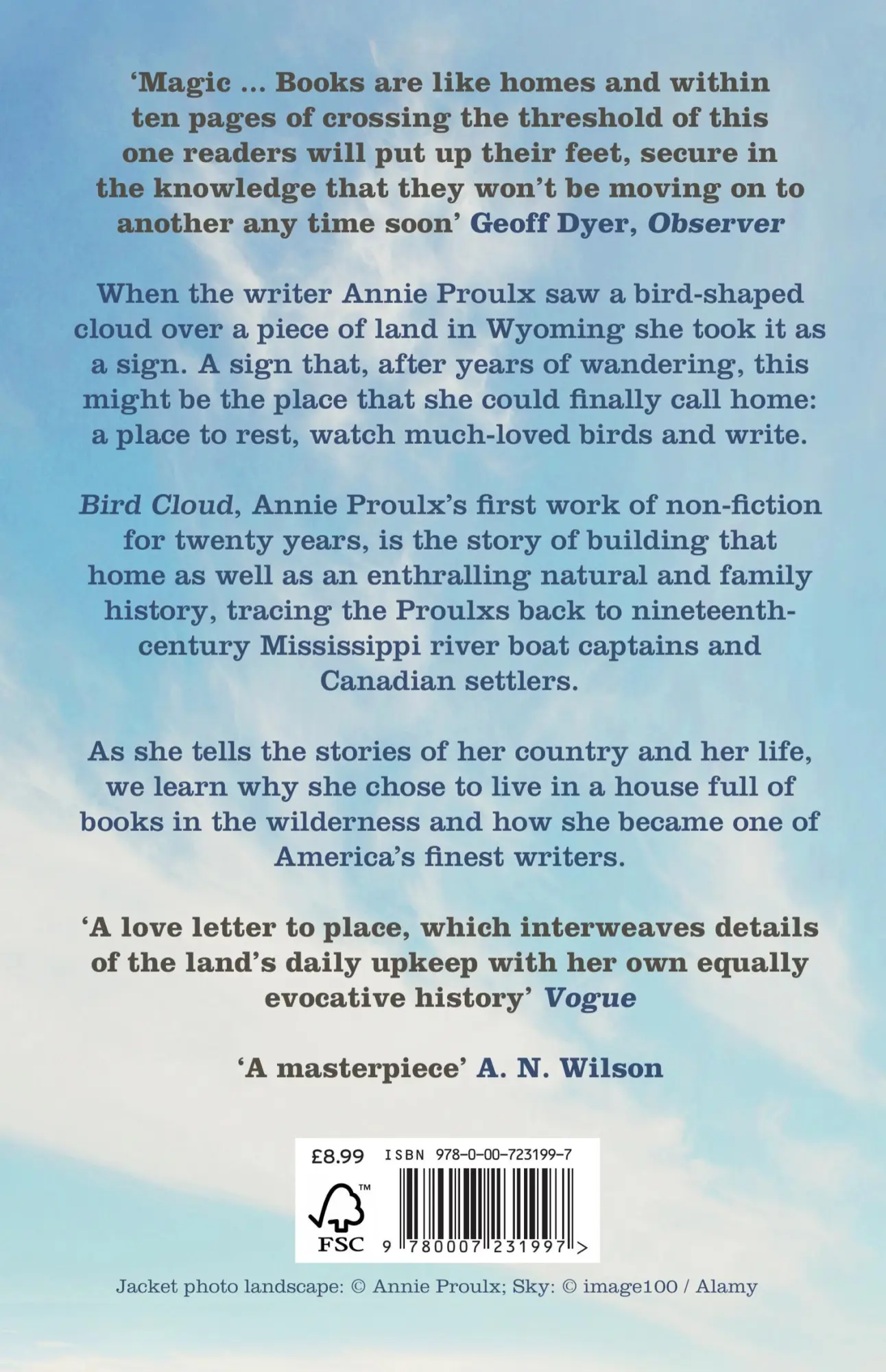 Rückseite: 9780007231997 | Bird Cloud | A Memoir of Place | Annie Proulx | Taschenbuch | 235 S.