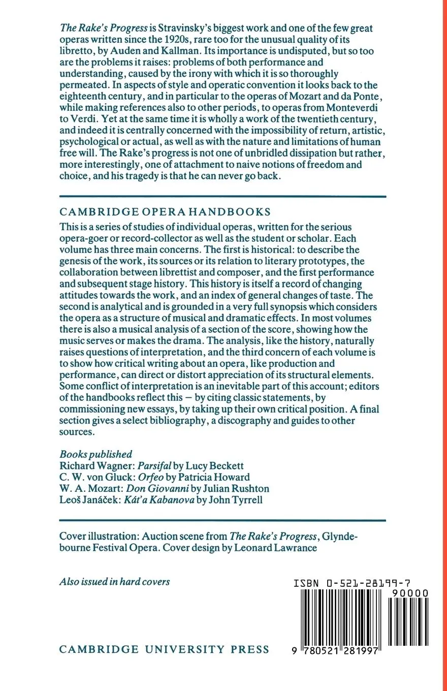 Rückseite: 9780521281997 | Igor Stravinsky, the Rake's Progress | Paul Griffiths | Taschenbuch