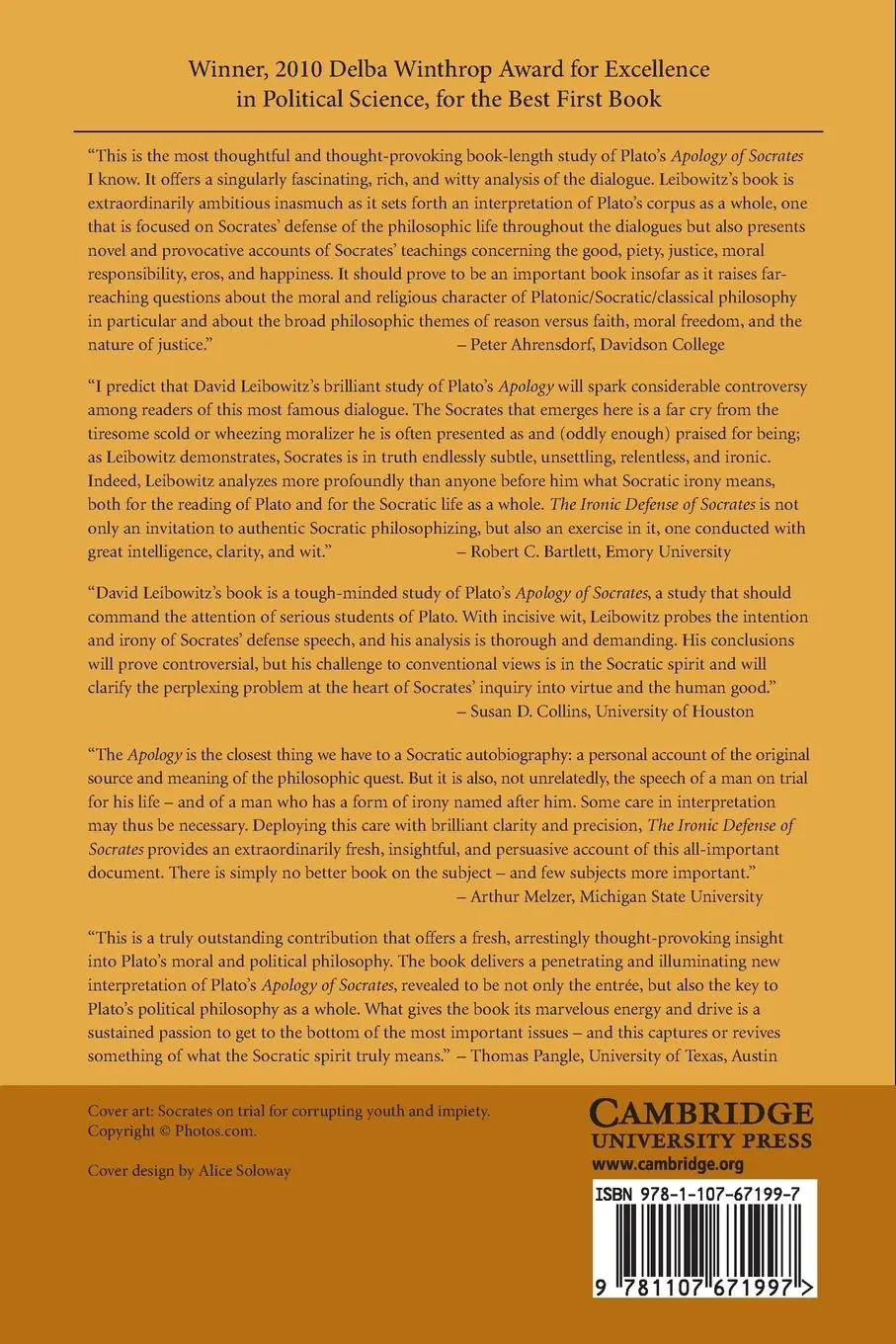 Rückseite: 9781107671997 | The Ironic Defense of Socrates | David M. Leibowitz | Taschenbuch