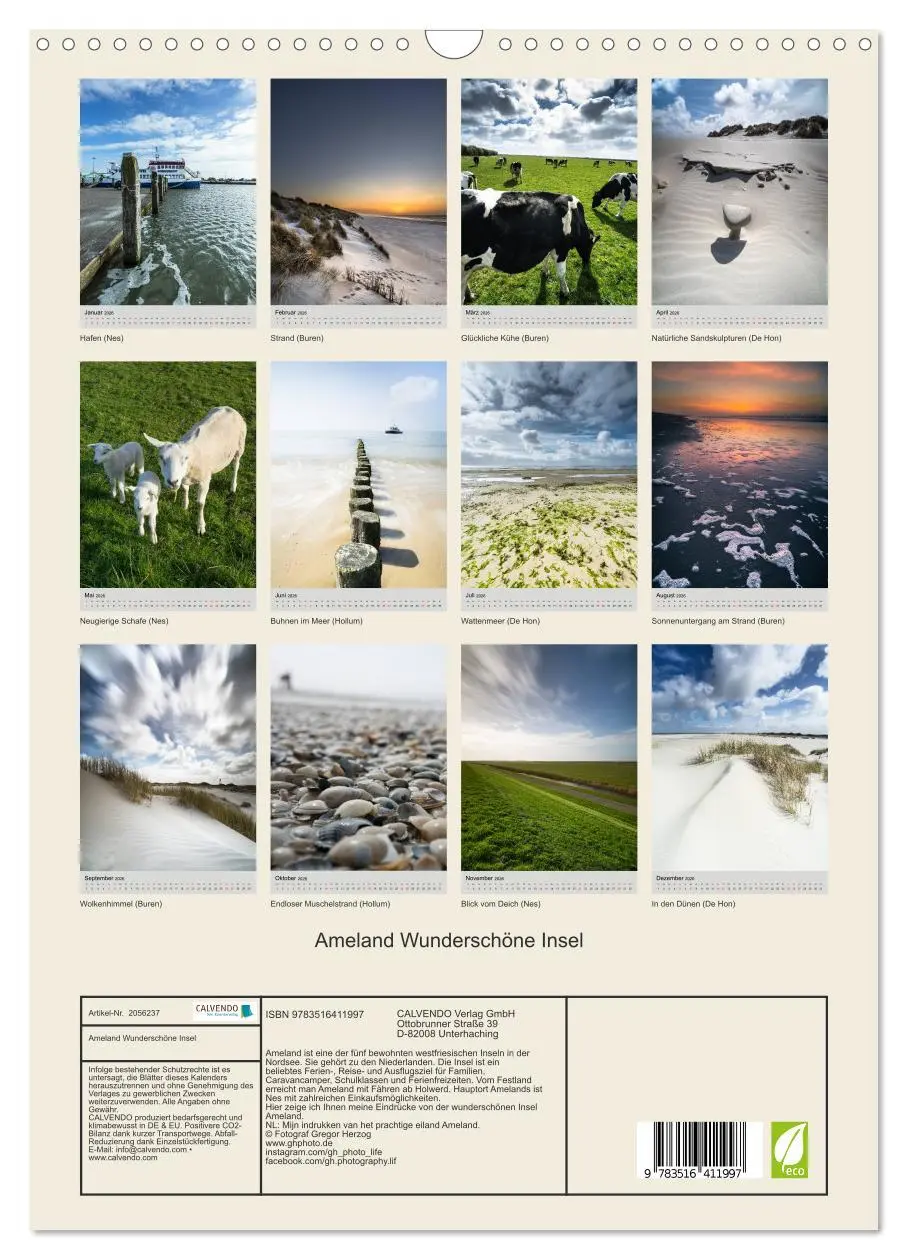 Bild: 9783516411997 | Ameland Wunderschöne Insel (Wandkalender 2026 DIN A3 hoch),...
