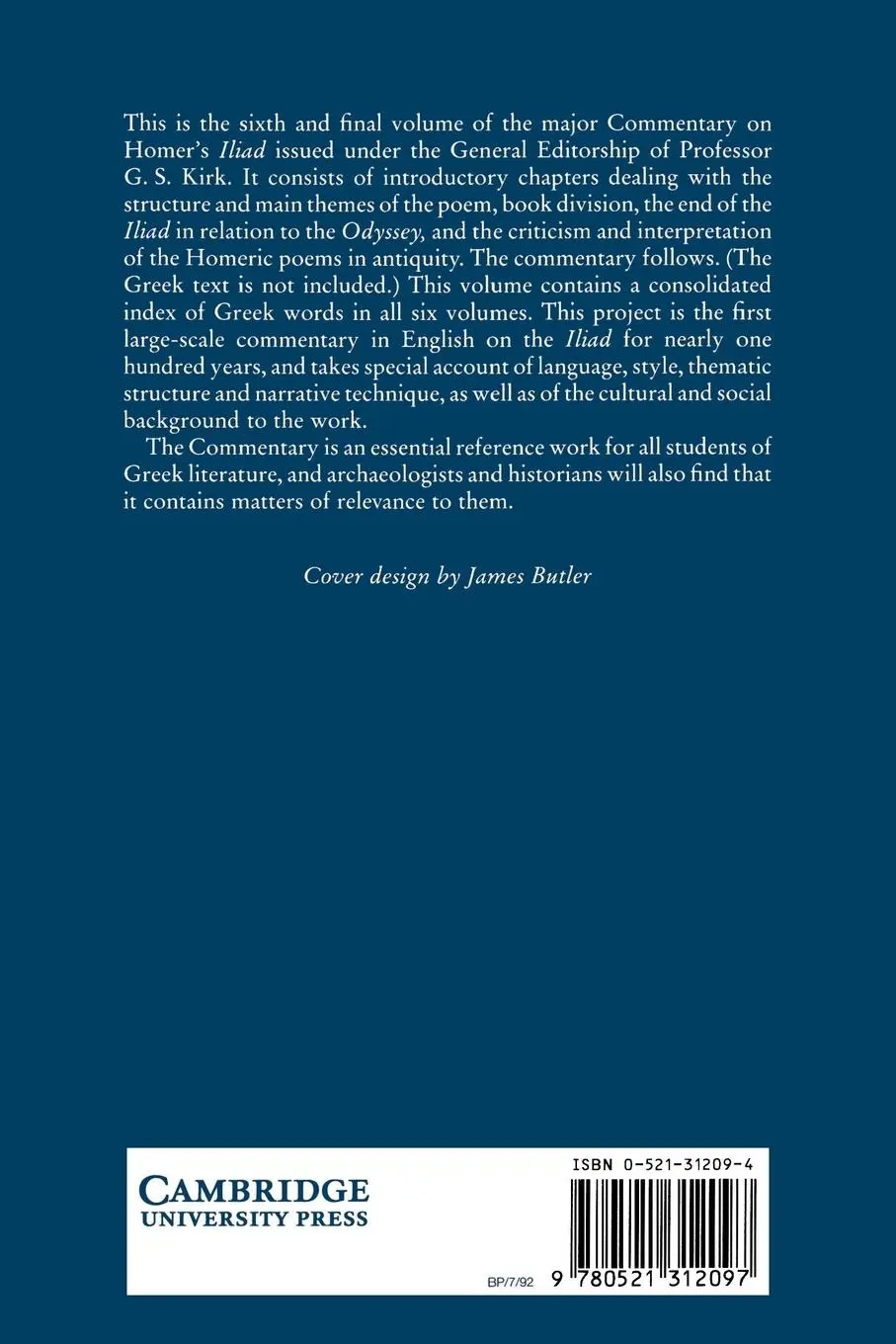 Rückseite: 9780521312097 | The Iliad | A Commentary: Volume 6, Books 21-24 | Homer | Taschenbuch