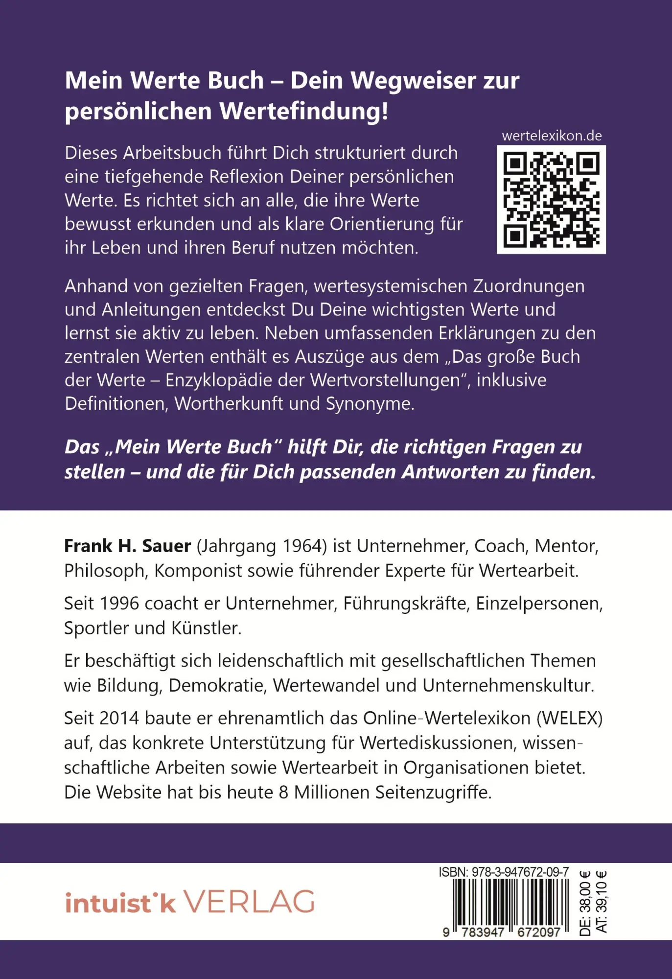 Rückseite: 9783947672097 | Mein Werte Buch | Frank H. Sauer | Buch | Deutsch | 2025