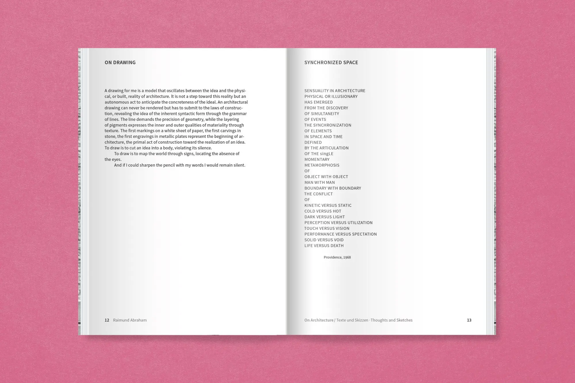 Bild: 9783987412097 | Raimund Abraham: On Architecture | Raimund Abraham | Taschenbuch