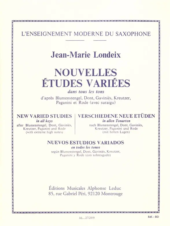 Cover: 9790046272097 | Nouvelles études variées dans tous les tons pour saxophone | Londeix