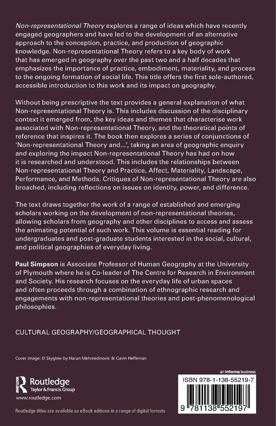 Rückseite: 9781138552197 | Non-representational Theory | Paul Simpson | Taschenbuch | Englisch