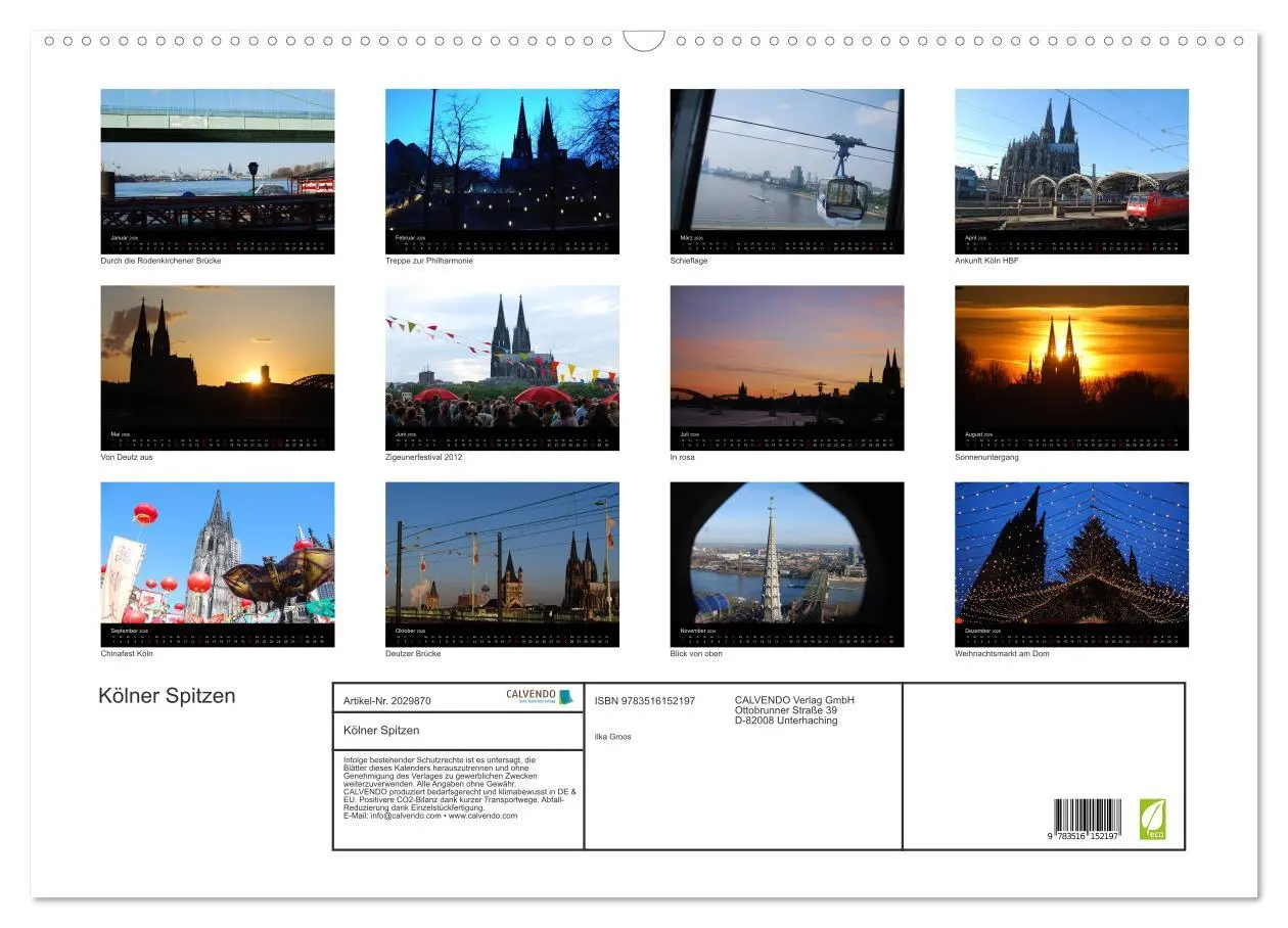 Bild: 9783516152197 | Kölner Spitzen (Wandkalender 2026 DIN A2 quer), CALVENDO...