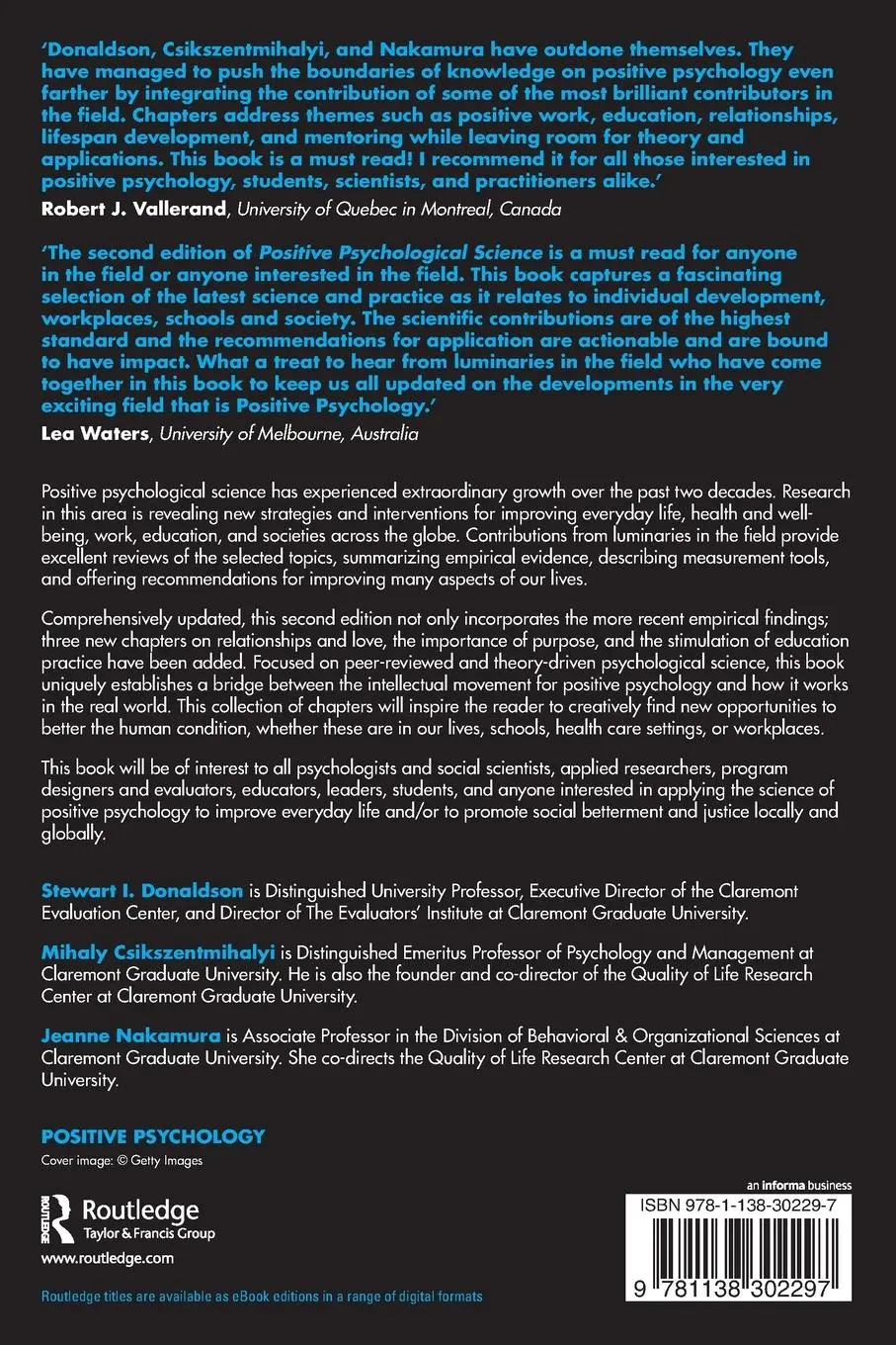 Rückseite: 9781138302297 | Positive Psychological Science | Stewart I. Donaldson (u. a.) | Buch