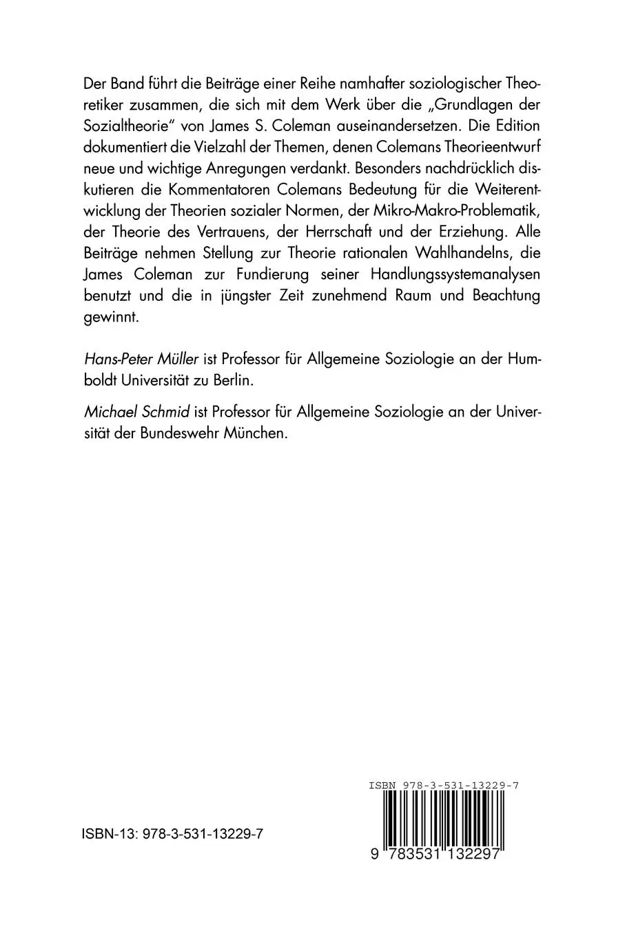 Rückseite: 9783531132297 | Norm, Herrschaft und Vertrauen | Michael Schmid (u. a.) | Taschenbuch