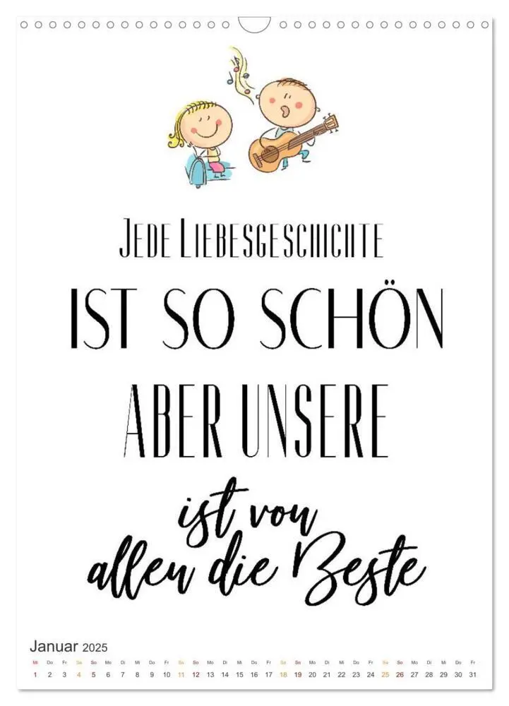 Bild: 9783435882397 | Liebessprüche (Wandkalender 2025 DIN A3 hoch), CALVENDO Monatskalender
