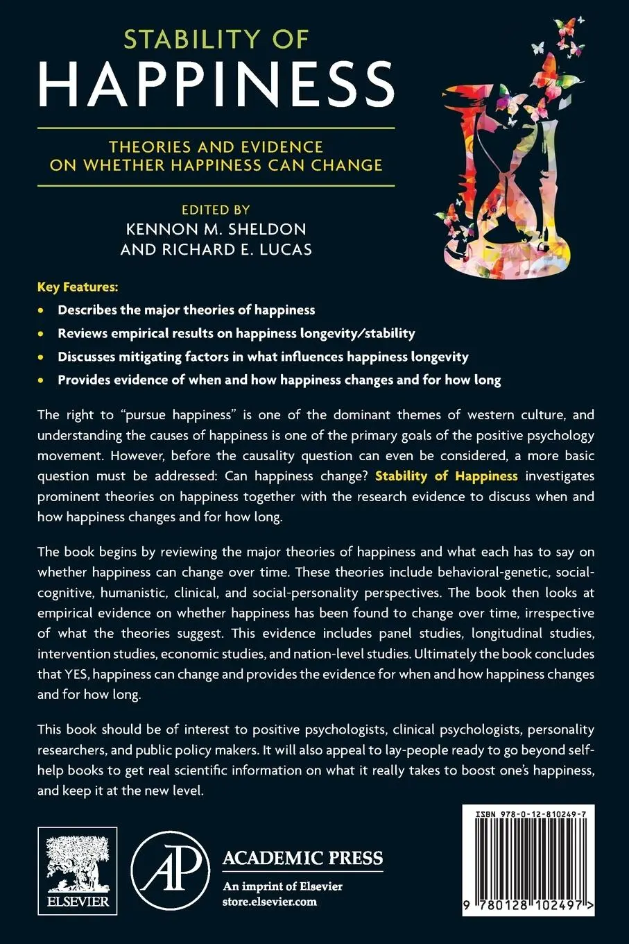 Rückseite: 9780128102497 | Stability of Happiness | Kennon M. Sheldon (u. a.) | Taschenbuch