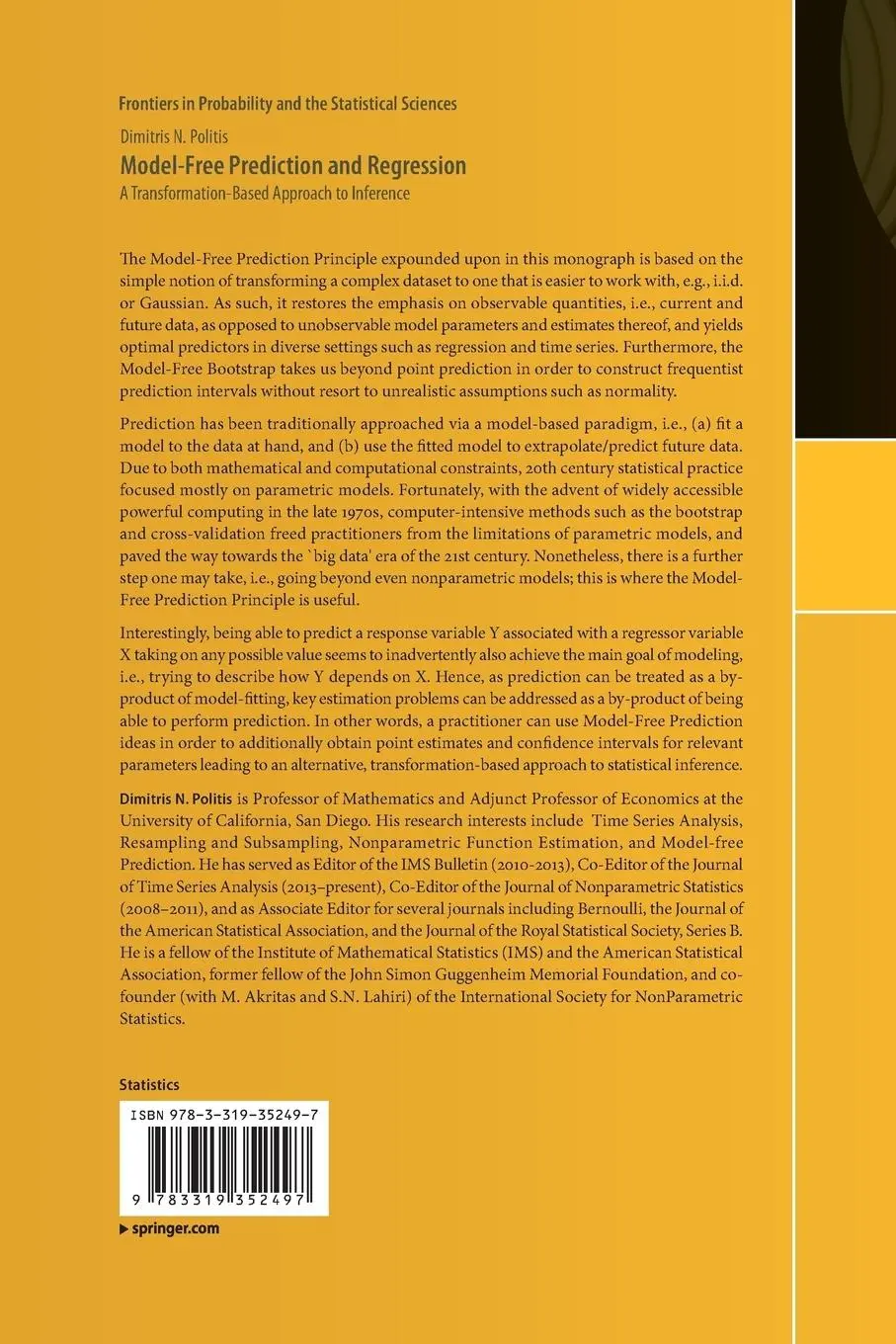 Rückseite: 9783319352497 | Model-Free Prediction and Regression | Dimitris N. Politis | Buch