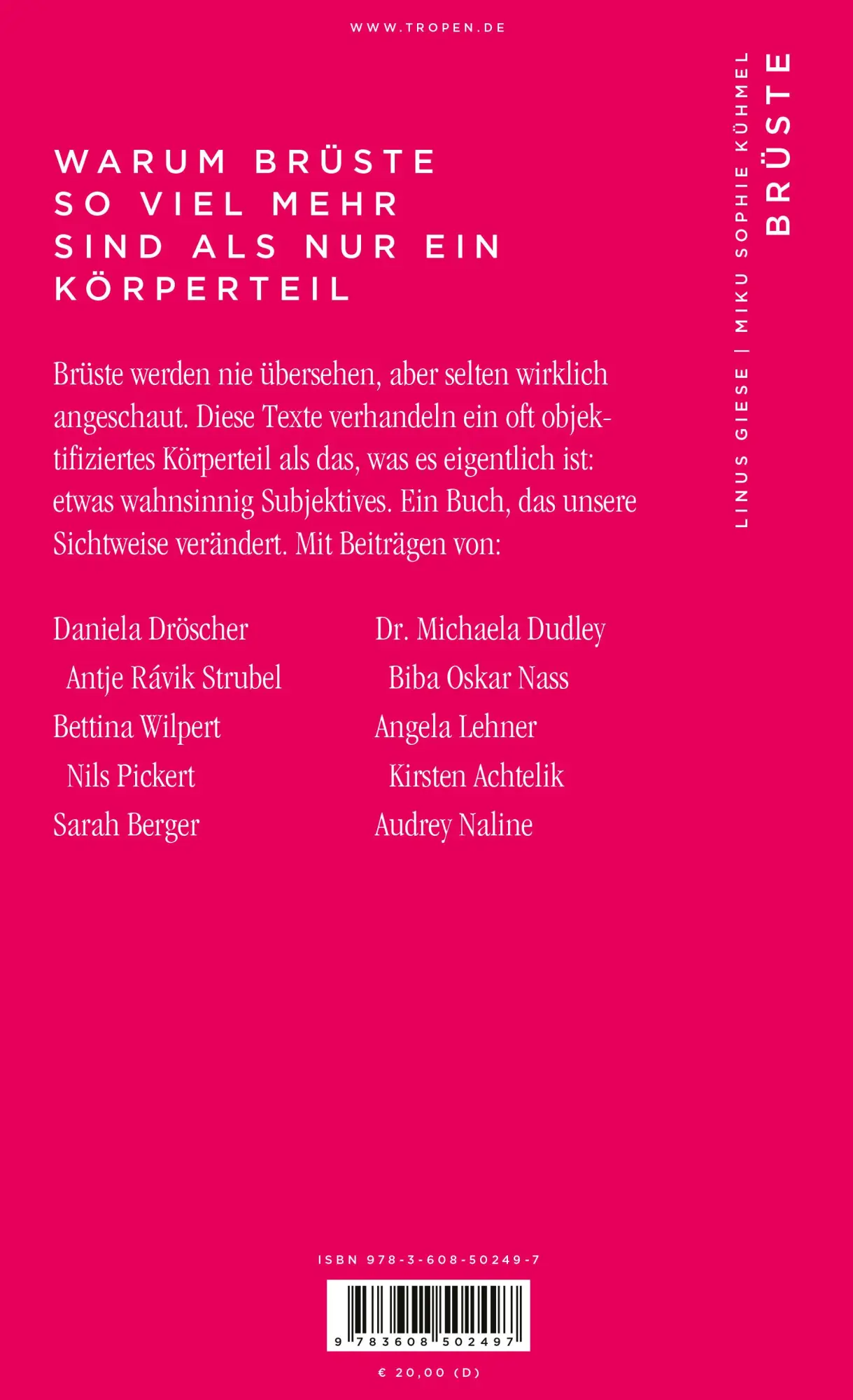Rückseite: 9783608502497 | Brüste | Eine Anthologie | Linus Giese (u. a.) | Buch | 176 S. | 2024