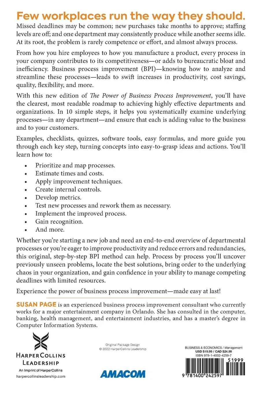 Rückseite: 9781400242597 | The Power of Business Process Improvement | Susan Page | Taschenbuch