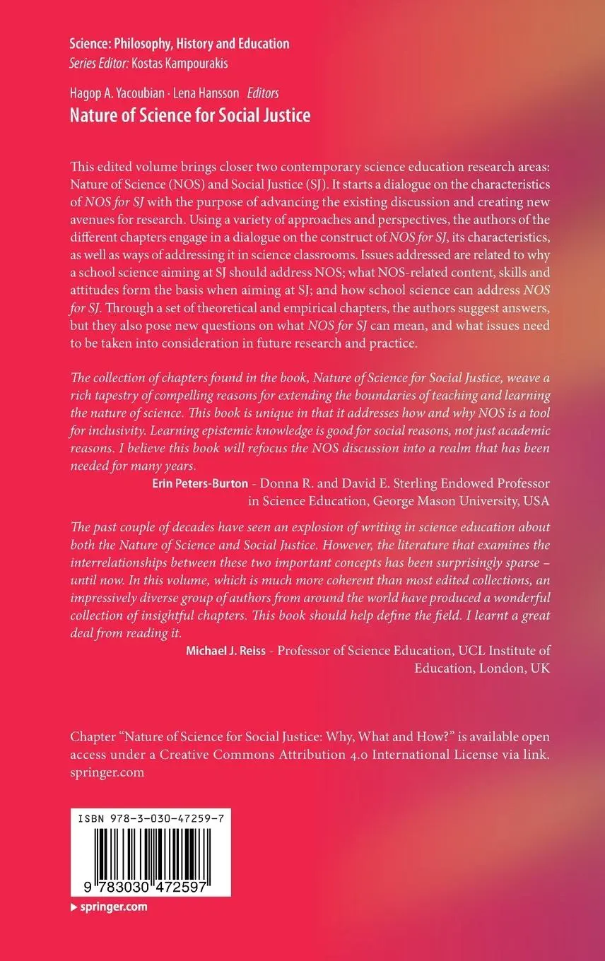 Rückseite: 9783030472597 | Nature of Science for Social Justice | Lena Hansson (u. a.) | Buch