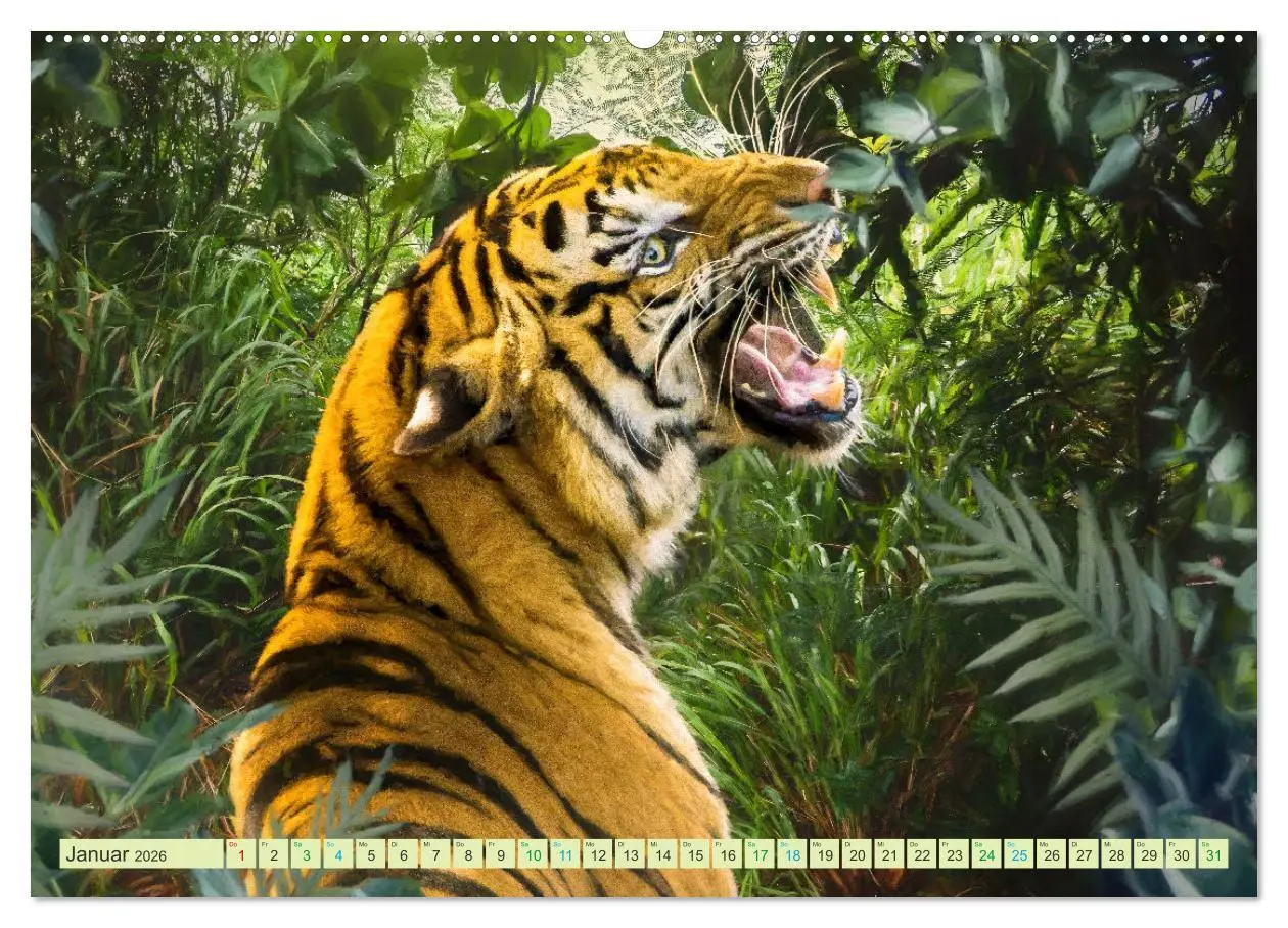 Bild: 9783457572597 | Hallo Dschungel - Artwork (Wandkalender 2026 DIN A2 quer), CALVENDO...