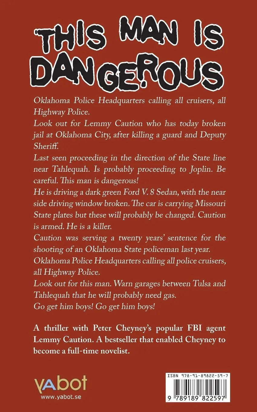 Rückseite: 9789189822597 | This Man is Dangerous | Peter Cheyney | Taschenbuch | Englisch | 2024